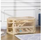 PawHut Kleintierk&auml;fig Nagerk&auml;fig mit Rampe, Tannenholz PS Natur 115 x 60 x 55...