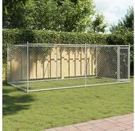vidaXL Hundezwinger vidaXL Hundezwinger mit T&uuml;r Grau 4x2x1,5 m Verzinkter Stahl