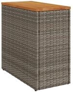 vidaXL Gartentisch Garten-Beistelltisch mit Holzplatte Grau 58x27,5x55 cm Rattan