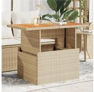 vidaXL Gartentisch, Gartentisch Beige 100x55x73 cm Poly Rattan und Akazienholz