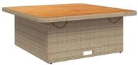 vidaXL Gartentisch 110 x 110 x 71 cm Gartentisch Beige 110x110x71 cm Polyrattan...