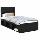 vidaXL Bett Bettrahmen Uni Schwarz 75 x 190 cm Massives Kiefernholz (1-tlg)