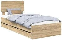 vidaXL Bett Bettrahmen mit Kopfteil Sonoma-Eiche 100 x 200 cm Holzwerkstoff...