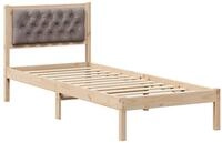 vidaXL Bett Bettrahmen mit Kopfteil Taupe 90 x 200 cm Massives Kiefernholz...