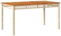 vidaXL Gartentisch 140 x 80 x 75 cm Gartentisch Beige 140x80x75 cm Polyrattan