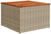 vidaXL Gartentisch, Outdoor Tisch Beige 55x55x37 cm Poly Rattan und Akazienholz