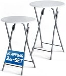 Casaria Stehtisch, 2er Set Klappbar Wetterfest H&ouml;he 110cm &Oslash; 60cm Holz Wei&szlig;