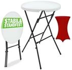 Casaria Stehtisch, mit Husse Rot Klappbar Rund 110 cm Hoch Outdoor Garten Klapptisch