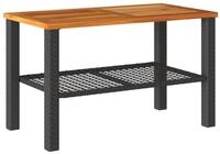 vidaXL Gartentisch, Outdoor Tisch Schwarz 70x38x42 cm Poly Rattan Akazienholz