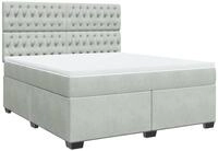 vidaXL Bett Boxspringbett mit Matratze Hellgrau 180x200 cm Samt
