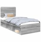 vidaXL Bett Bettrahmen Sonoma-Grau 100 x 200 cm Massives Kiefernholz (1-tlg)