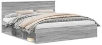 vidaXL Bett Bettrahmen Graues Sonoma 180 x 200 cm Massives Kiefernholz (1-tlg)
