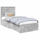 vidaXL Bett Bettrahmen mit Schubladen Beton Grau 90 x 190 cm Holzwerkstoff...