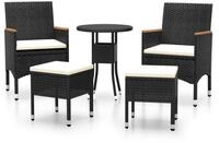 vidaXL Loungeset vidaXL 5-tlg. Garten-Lounge-Set Poly Rattan Schwarz