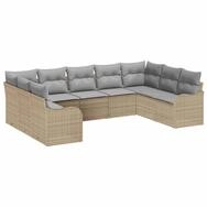 vidaXL Gartenlounge-Set Gartensofa-set 9 pcs Beige und Hellgrau Poly-Rattan, (9-tlg)