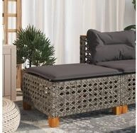 vidaXL Hocker Gartenhocker mit Kissen Grau 63,5x56x32 cm Poly Rattan (1 St)