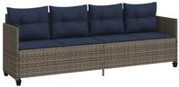 vidaXL Gartenliege Sonnenliege mit Kissen Grau Poly Rattan, 1 St.