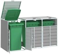 vidaXL M&uuml;lltonnenbox, M&uuml;lltonnenbox f&uuml;r 3 Tonnen Grau 216x81x115 cm Stahl