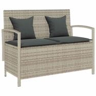 vidaXL Gartenbank Gartenbank mit Stauraum und Kissen Hellgrau Poly Rattan (1-St)