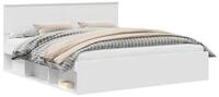 vidaXL Bett Bettrahmen mit Kopfteil Wei&szlig; 180 x 200 cm Massives Kiefernholz...