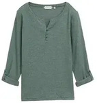 TOM TAILOR T-Shirt Gestreiftes Langarm mit Henley T-Shirt stripe henley gr&uuml;n XS (34)