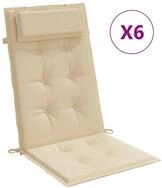 vidaXL Hochlehnerauflage, Gartenstuhl Auflagen 6 Stk. Beige Oxford-Gewebe