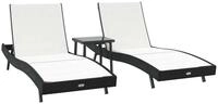 vidaXL Gartenliege Sonnenliege 3 stk. Poly-Rattan Schwarz und Wei&szlig;, 3 St.