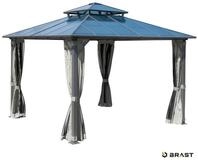 BRAST Pavillon Aluminium Pagode 4x4m inkl. Moskitonetz, festes Dach wasserdicht