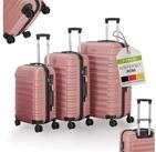 Juskys Trolleyset Rom, 4 Rollen, (3 tlg., 3-teilig), Aluminium, Rollen, Innenfutter,