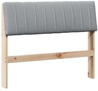 vidaXL Bett Gepolstertes Kopfteil Hellgrau 100 cm Massives Kiefernholz (1-tlg)