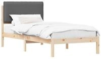 vidaXL Bett Bettgestell mit gepolstertem Kopfteil Dunkelgrau 100 x 200 cm...