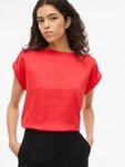 Vila Kurzarmshirt VIELLETTE S/S SATIN TOP - NOOS Kunstfaser, regular fit