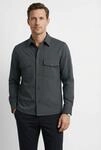 Hemdjacke OLYMP, Herren, Gr. M, grau (marine), Web, Obermaterial: 55% Leinen, 45%