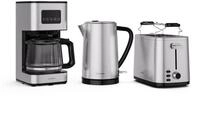 Klarstein Fr&uuml;hst&uuml;cks-Set Verosteel (3-tlg), Toaster 800W Wasserkocher 1,7 L...