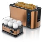 Arendo Fr&uuml;hst&uuml;cks-Set (2-tlg), 4-Scheiben Langschlitz Toaster, 6er Eierkocher,