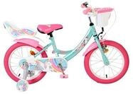 Volare Kinderfahrrad Unicorn M&auml;dchen 16 Zoll &ndash; Gr&uuml;n &ndash; Korb und Puppensitz, Zwei