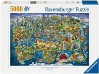 Ravensburger Puzzle Weltkarte mit Sehensw&uuml;rdigkeiten, 5000 Puzzleteile, Made in