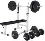 GORILLA SPORTS Hantelbank Hantelbank mit Langhantelset, (19-tlg)