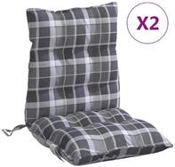 vidaXL Sitzauflage, Niedriglehner-Auflagen 2 Stk. Grau Karomuster Oxford-Gewebe