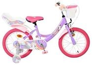 Volare Kinderfahrrad Unicorn &ndash; M&auml;dchen &ndash; 16 Zoll &ndash; Lila mit Korb & abnehmbaren
