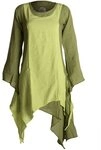 Vishes Midikleid Lang&auml;rmliges Lagenlook Kleid handgewebte Baumwolle Ethno, Hippie,