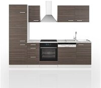 Vicco K&uuml;chenzeile Optima, Edelgrau/Wei&szlig;, 270 cm ohne Arbeitsplatte
