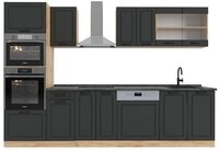 Vicco K&uuml;chenzeile R-Line, Anthrazit Landhaus/Goldkraft Eiche, 300 cm mit