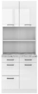 Vicco K&uuml;chenzeile R-Line, Wei&szlig; Hochglanz/Wei&szlig;, 80 cm, AP Marmor