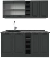 Vicco K&uuml;chenzeile R-Line, Anthrazit Landhaus/Anthrazit, 160 cm, AP Anthrazit