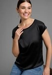Laura Scott Shirtbluse mit Satin-Vorderteil und hochflexiblen Jersey-R&uuml;cken...