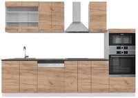 Vicco K&uuml;chenzeile Fame-Line Goldkraft Eiche/Wei&szlig;, 300 + Hochschrank ohne