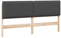 vidaXL Bett Gepolstertes Kopfteil Nat&uuml;rlich und Dunkelgrau 180 cm (1-tlg)