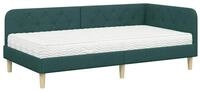 vidaXL Bett Eckbettgestell Dunkelgr&uuml;n 90 x 200 cm Stoff (1-tlg)