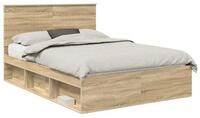 vidaXL Bett Bettrahmen Sonoma 140 x 190 cm Massives Kiefernholz (1-tlg)
